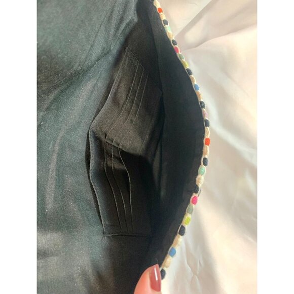 STELLA & DOT Taj Clutch Boho Fringe Striped Purse 13” X 8” Rag Rug Style - Picture 7 of 10